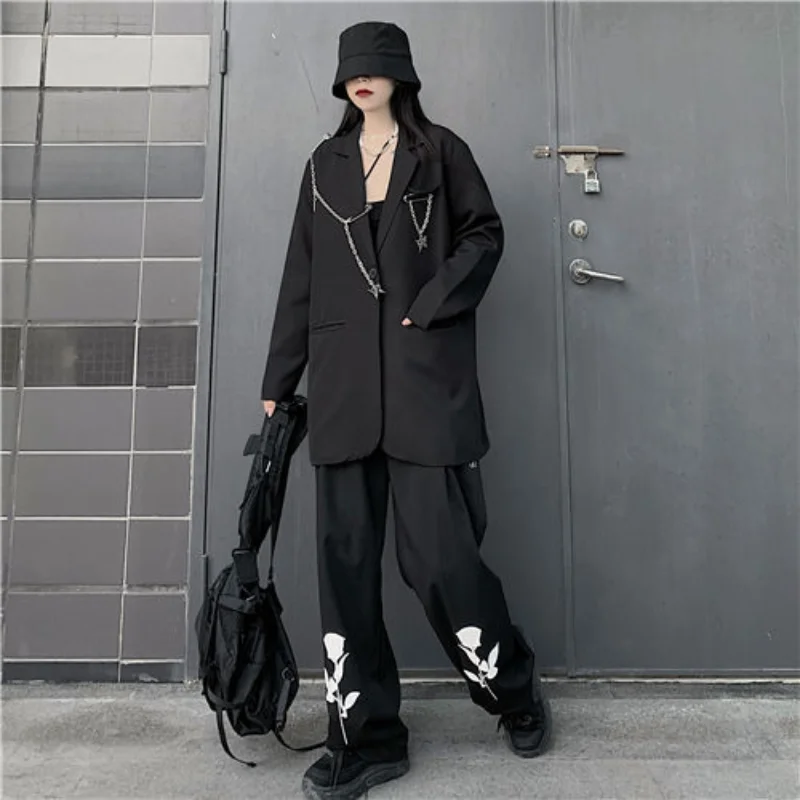 Suit Women's Spring and Autumn 2021 New Korean Style Student Loose Harajuku Style Long-Sleeved Coat Black Suit
Suit Women's Spring and Autumn 2021 New Korean Style Student Loose Harajuku Style Long-Sleeved Coat Black Suit