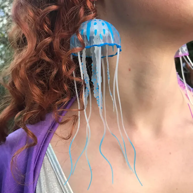 Серьги Jellyfish яркий Яркий неоновый светящийся орнамент для подводной морской