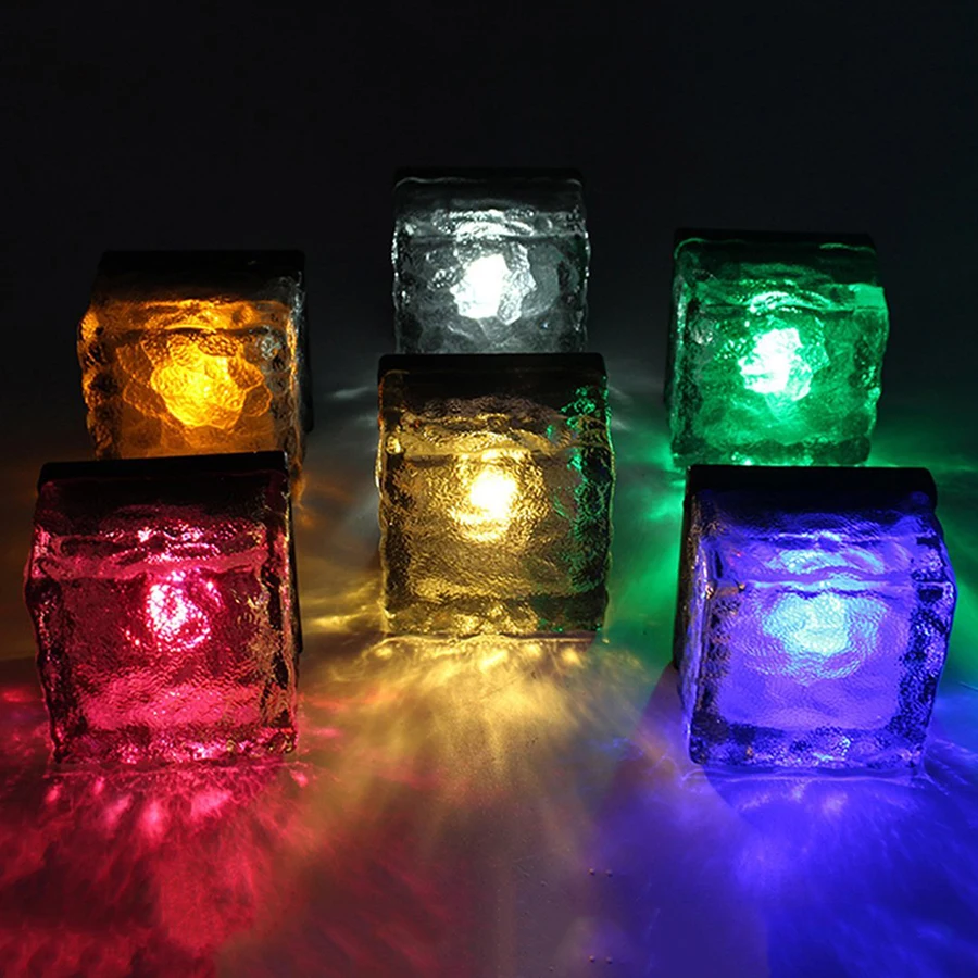 Thrisdar Solar Glass Brick Light Ice Cube LED Garden Backyard Pathway Landscape Lamp For Patio Outdoor Path Road | Лампы и освещение