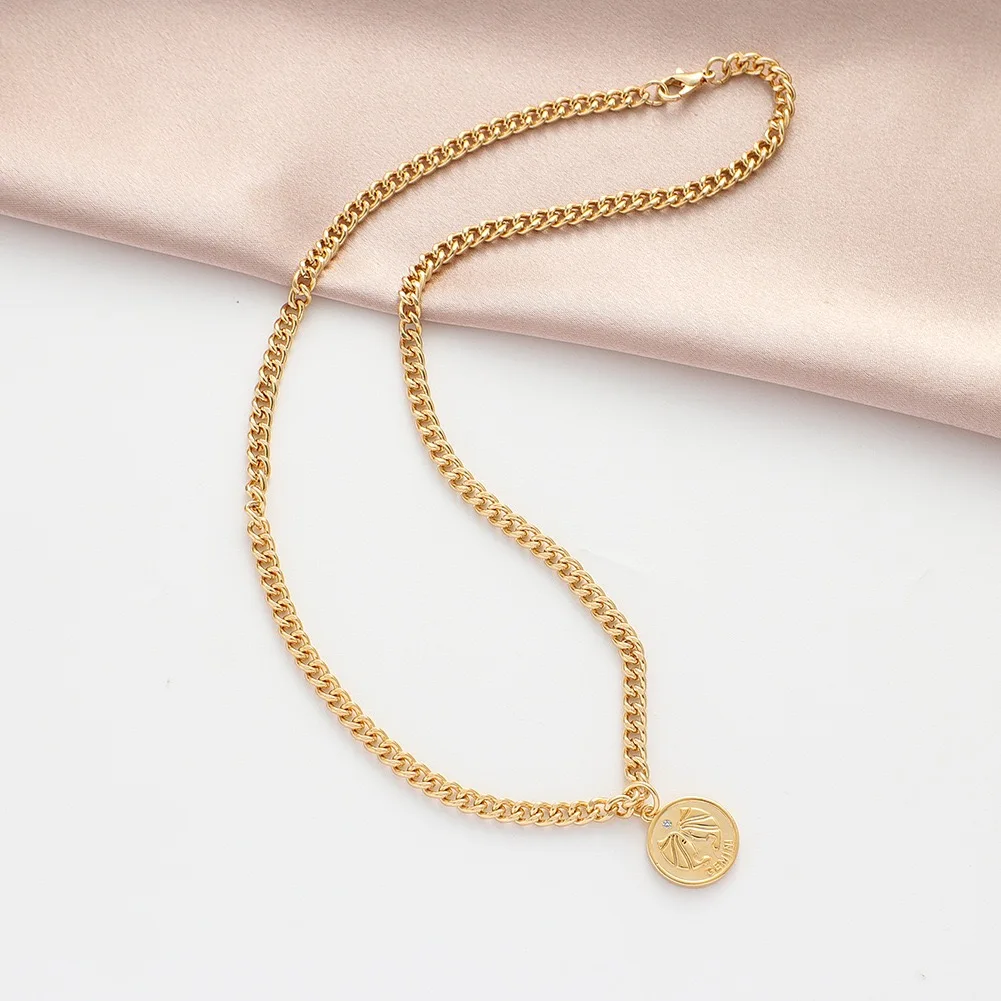 Женская подвеска в стиле хип-хоп с 12 знаками Зодиака 
Женская подвеска в стиле хип-хоп с 12 знаками Зодиака