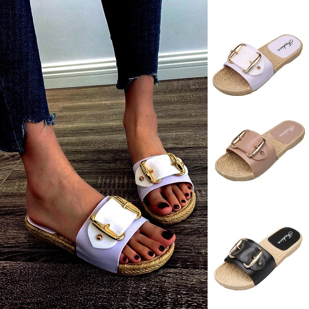 Women's summer sandals flat with metal buckles elegant and comfortable open toe massage bottom non-slip casual shoes 2020
Women's summer sandals flat with metal buckles elegant and comfortable open toe massage bottom non-slip casual shoes 2020