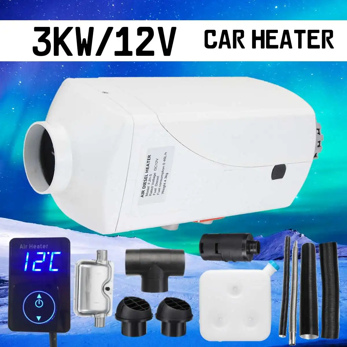 12V 3000W дизелей подогреватель топлива одно отверстие 3KW для лодки автобуса