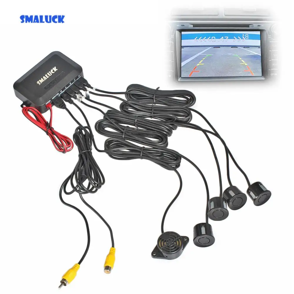 

SMALUCK Car Reverse Video Parking Radar Sensor Rear View Backup Security System Sound Buzzer Alert Alarm for Camera Car Monitor