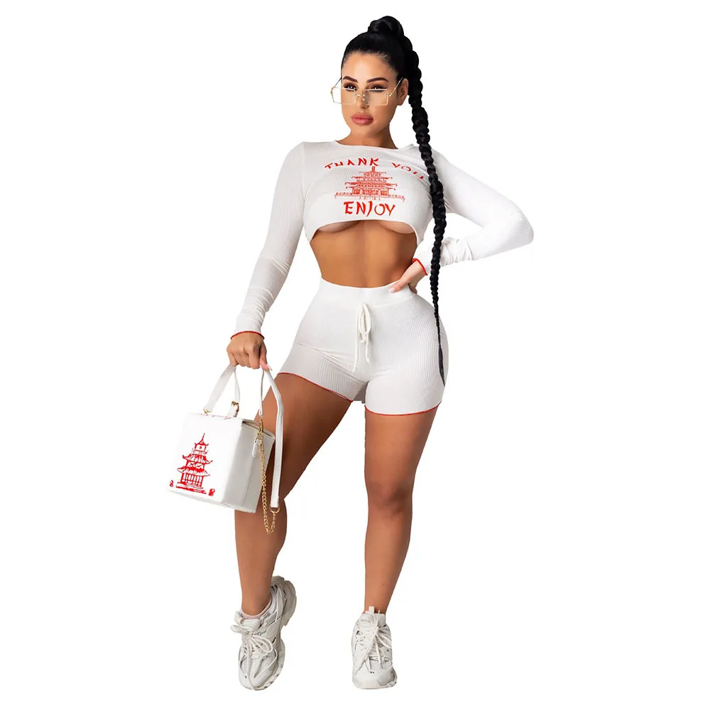 Thank You Enjoy Letter Print Long Sleeve Ribbed Crop Top and Drawstring Biker Short Fitness Sweatsuits Lounge Wear Matching Sets
Thank You Enjoy Letter Print Long Sleeve Ribbed Crop Top and Drawstring Biker Short Fitness Sweatsuits Lounge Wear Matching Sets