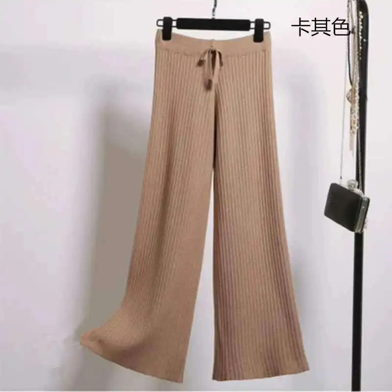 2020 strong striped lace-up high waist slacks fall feeling autumn and winter knitted wide leg straight pants female 
2020 strong striped lace-up high waist slacks fall feeling autumn and winter knitted wide leg straight pants female