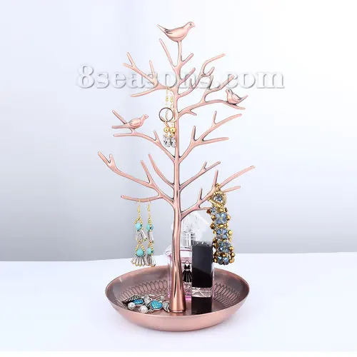 

1 Piece Creative Trendy Ring Dish Jewelry Displays Tree Antique Copper Bird Classic Jewelry Display For Women Necklace Earrings