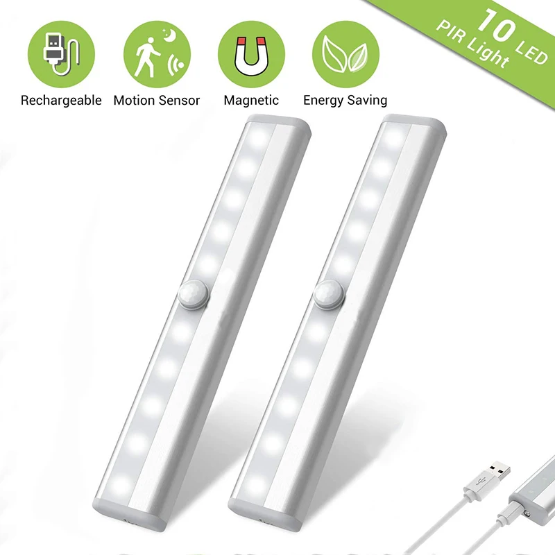 2 Pack LED PIR Motion Sensor Under Cabinet Light Night Lamp USB Rechargeable Bedroom Wardrobe Kitchen Light Cupboard Closet Lamp
2 Pack LED PIR Motion Sensor Under Cabinet Light Night Lamp USB Rechargeable Bedroom Wardrobe Kitchen Light Cupboard Closet Lamp