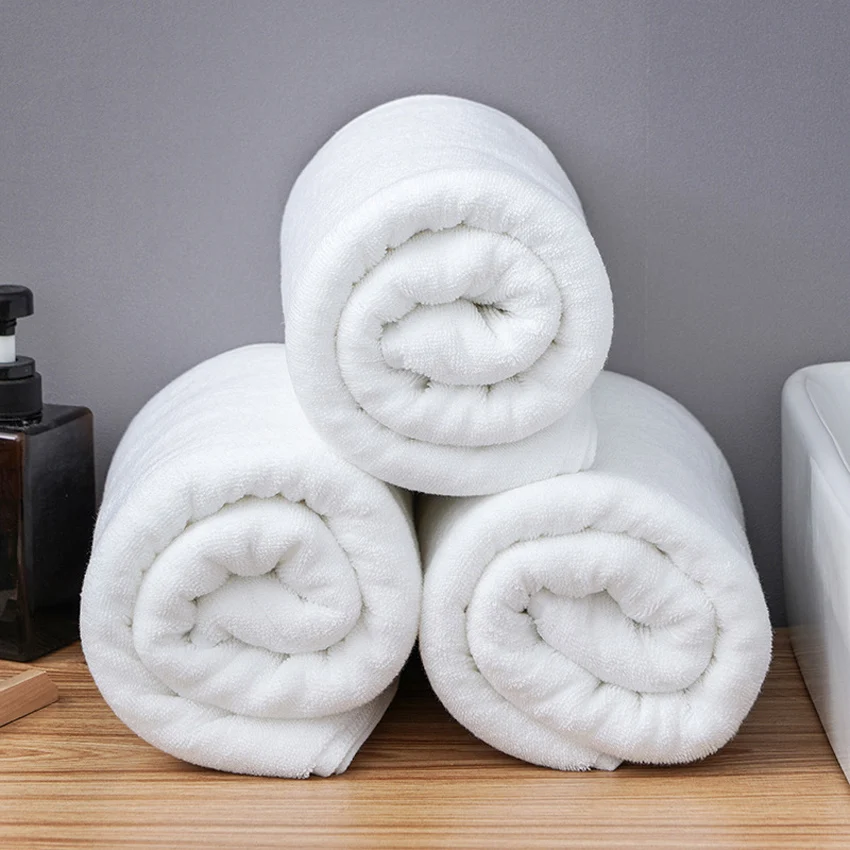 Большое белое банное полотенце 80*180/100*200 см плотное Хлопковое для душа дома ванной