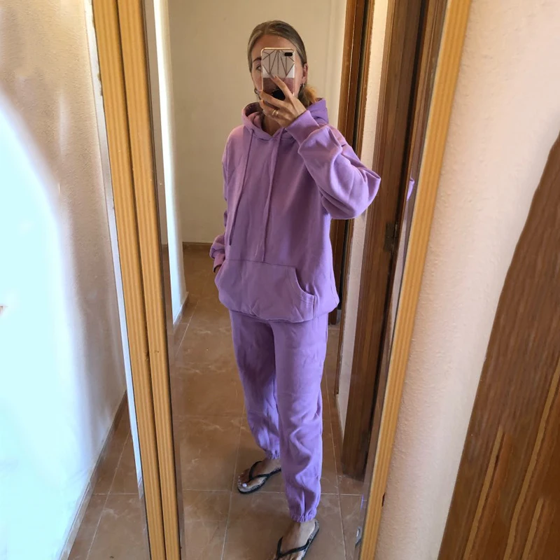 Pure Color Casual Hoodie Sweater Two-Piece Women's 2020 Autumn And Winter New Loose Top Pants Suit
Pure Color Casual Hoodie Sweater Two-Piece Women's 2020 Autumn And Winter New Loose Top Pants Suit