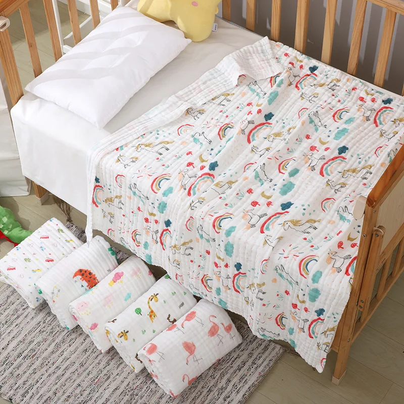 

HereNice мягкое одеяло с животным принтом для новорожденных, детское хлопковое банное полотенце, одеяло, детское муслиновое Пеленальное Одеяло...