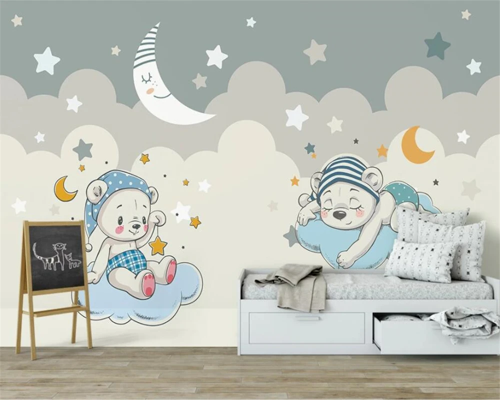 Beibehang Customized modern fashion stereo wallpaper Cartoon little bear moon Children's room background wall papers home decor
Beibehang Customized modern fashion stereo wallpaper Cartoon little bear moon Children's room background wall papers home decor