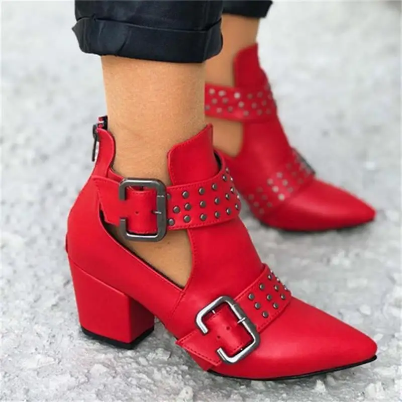 Women's Pointed Toe Leather Ankle Boots Rivet Decor 2021 Fashion Woman Autumn Square Heels Women Female Buckle Pumps Zip Shoes
Women's Pointed Toe Leather Ankle Boots Rivet Decor 2021 Fashion Woman Autumn Square Heels Women Female Buckle Pumps Zip Shoes