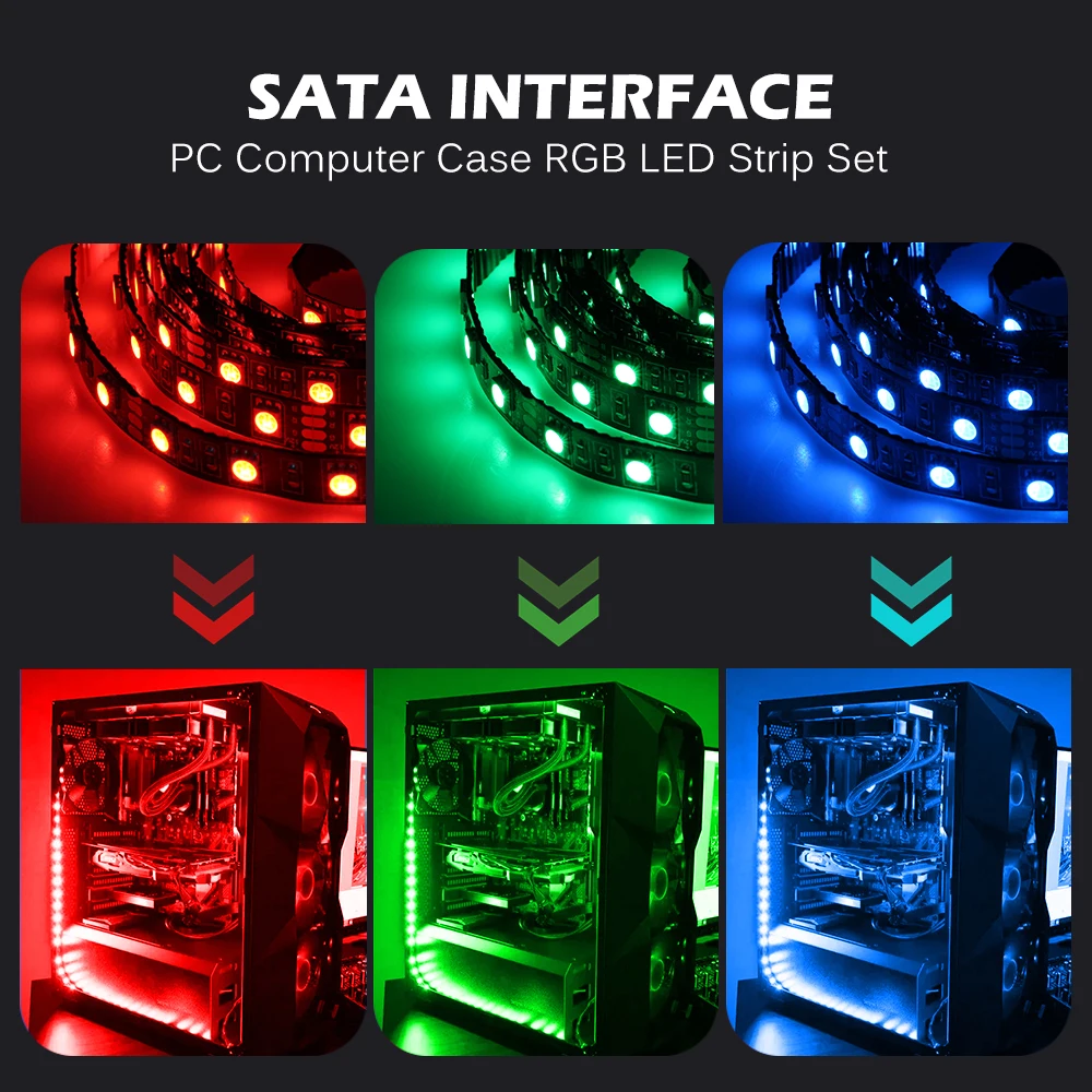 Светодиодная светильник та 5050 гибкая для ПК интерфейс Sata чехол компьютера 12 В 0 5 м