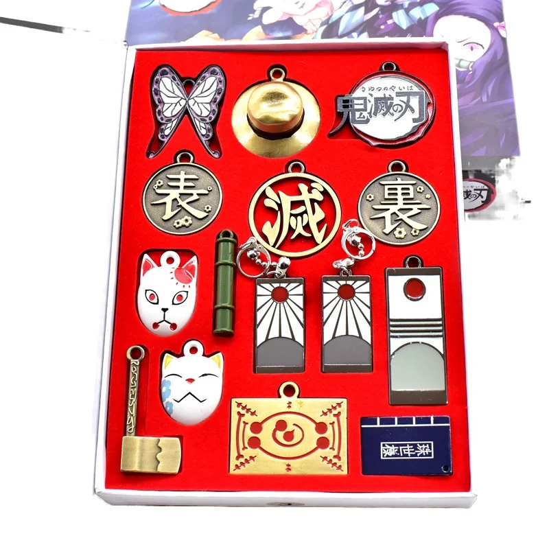 14Pcs/set Demon Slayer cosplay Pendant Keychain Set Blade Peripheral Nidou Mask Kumamon Tanjiro Earrings Model Metal Pendant Set
14Pcs/set Demon Slayer cosplay Pendant Keychain Set Blade Peripheral Nidou Mask Kumamon Tanjiro Earrings Model Metal Pendant Set