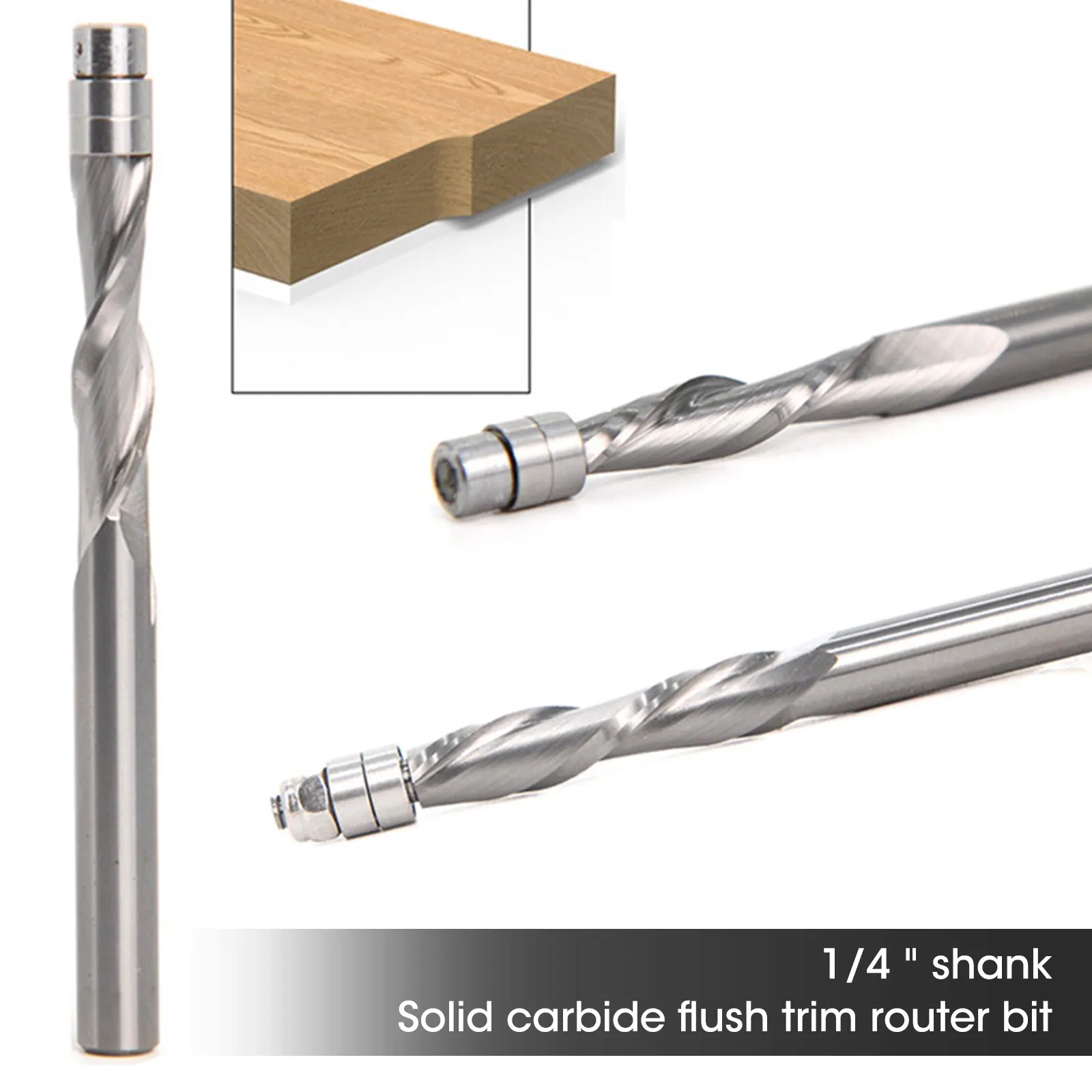 

Solid Carbide Two Flute Flush Trim Router Bit Bearing Guided - Spiral Upcut/Downcut-1/4 Shank