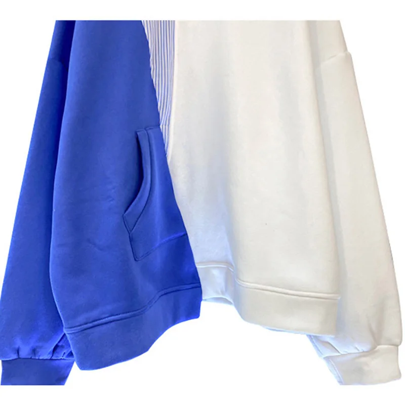 High Quality Spring Autumn 2021 Loose Fit Irregular Contrast Color Sweatshirt Round Neck Long Sleeve Women Big Size Fashion
High Quality Spring Autumn 2021 Loose Fit Irregular Contrast Color Sweatshirt Round Neck Long Sleeve Women Big Size Fashion