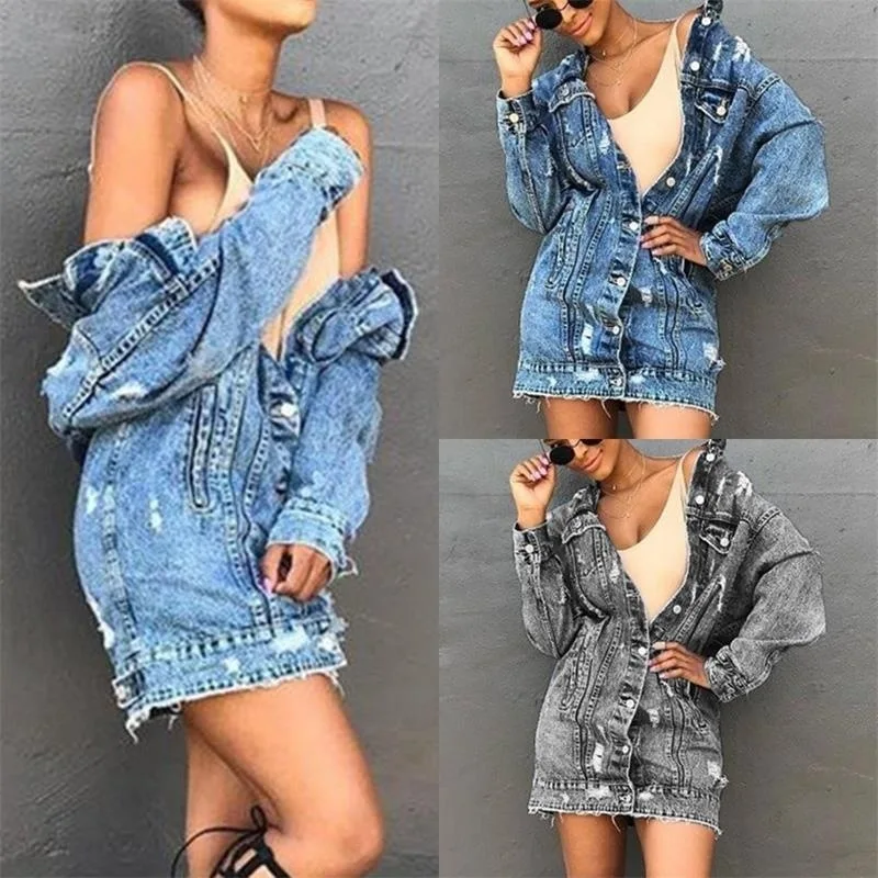 2021 Spring Autumn Womens Blue Distressed Coat Button Long Sleeve Denim Ripped Jean Jacket Coat with Pockets Plus Size S-3XL
2021 Spring Autumn Womens Blue Distressed Coat Button Long Sleeve Denim Ripped Jean Jacket Coat with Pockets Plus Size S-3XL