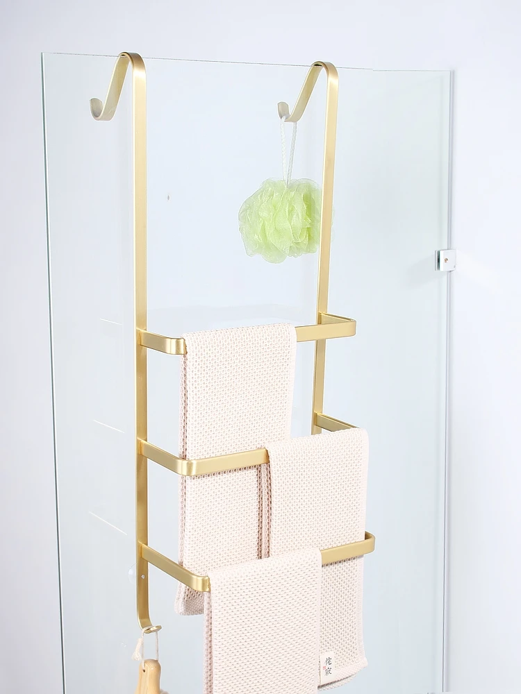 Brushed Gold Bathroom Hardware Pendant Towel Rack Shelf Space Aluminum Towel Holder Adhesive 3-layer Towel Bar
Brushed Gold Bathroom Hardware Pendant Towel Rack Shelf Space Aluminum Towel Holder Adhesive 3-layer Towel Bar