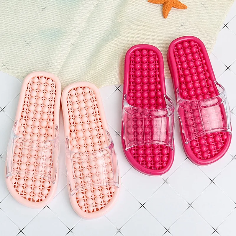 New home slippers transparent men and women indoor non-slip massage bath plastic slippers 
New home slippers transparent men and women indoor non-slip massage bath plastic slippers