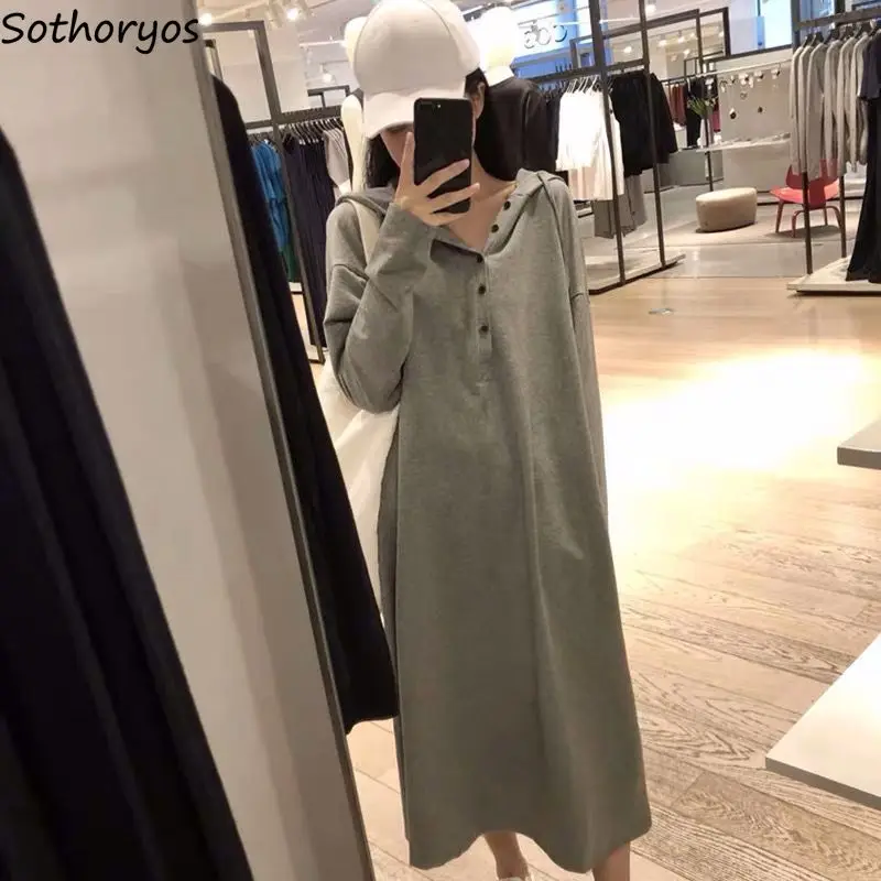 Long Sleeve Dress Women Loose Hooded Solid Straight Midi-dresses Leisure All-match Ulzzang Soft Comfortable Korean Fashion Daily
Long Sleeve Dress Women Loose Hooded Solid Straight Midi-dresses Leisure All-match Ulzzang Soft Comfortable Korean Fashion Daily