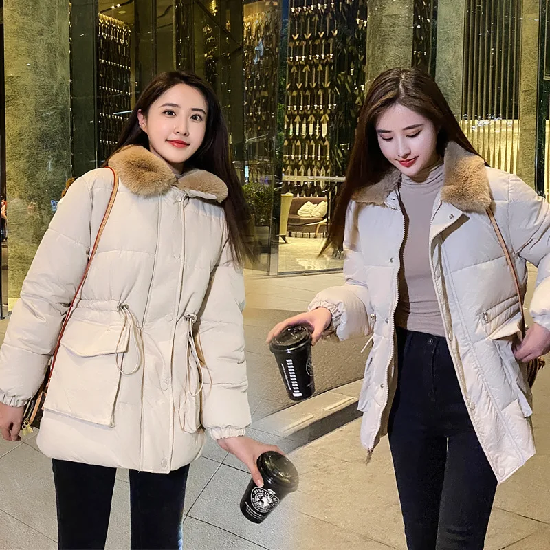 

Корейский Новый стиль пуховик с подкладкой Женская Студенческая стеганая куртка с завязкой на талии красная ветрозащитная стеганая куртка