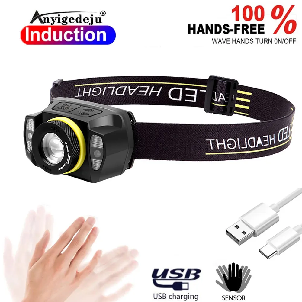 Zoomable Headlamp USB Rechargeable XPG COB Head Torch LED Headlight Body Motion Sensor Head lamp Riding Red Flash Light Fishing
Zoomable Headlamp USB Rechargeable XPG COB Head Torch LED Headlight Body Motion Sensor Head lamp Riding Red Flash Light Fishing