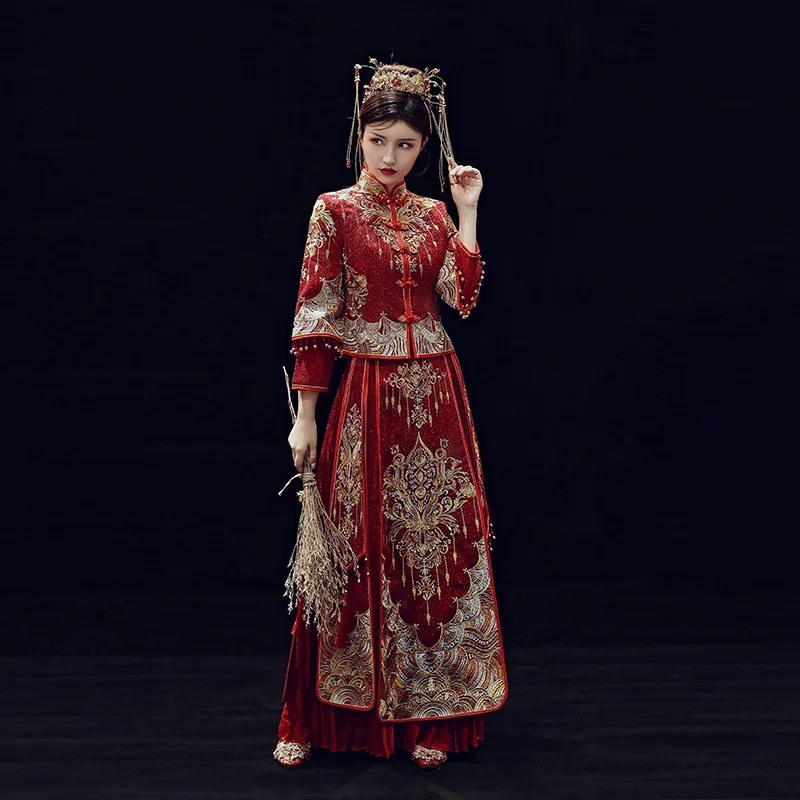 Chinese Traditional Wedding Dress Bride New Chinese Dress Wedding Dress Toast Dragon and Phoenix Gown Show Clothes Summer Show
Chinese Traditional Wedding Dress Bride New Chinese Dress Wedding Dress Toast Dragon and Phoenix Gown Show Clothes Summer Show