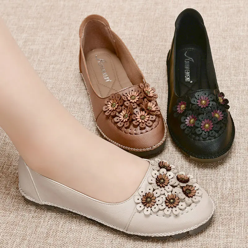 Thick Cushion Sole Comfortable Flat Shoes For Women Beige Floral Flats Designer Women's Moccasins Woman Summer Loafers Mom Shoe
Thick Cushion Sole Comfortable Flat Shoes For Women Beige Floral Flats Designer Women's Moccasins Woman Summer Loafers Mom Shoe