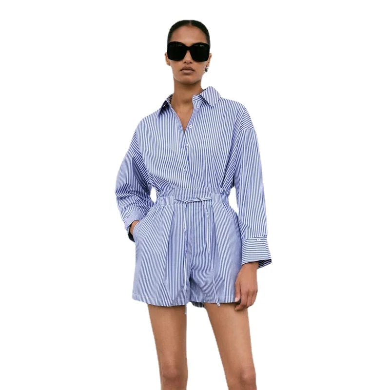 2021 Same Style European and American Women's Clothing Autumn New Commute Style Long Sleeve Striped Poplin Shirt Shorts Suit
2021 Same Style European and American Women's Clothing Autumn New Commute Style Long Sleeve Striped Poplin Shirt Shorts Suit