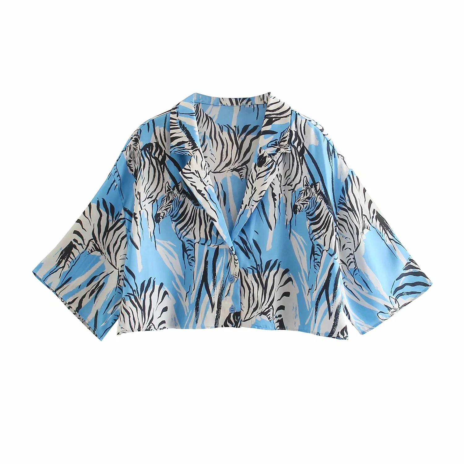 Za 2021 summer women streetwear Cropped Shirt Short Sleeve Single breasted Printed Tops casual Crop Blouse Paisley lapel Blusas
Za 2021 summer women streetwear Cropped Shirt Short Sleeve Single breasted Printed Tops casual Crop Blouse Paisley lapel Blusas