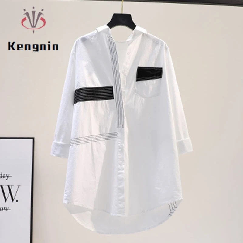 Black White Patchwork Color Women's Shirts Embroidery Cotton Ladies Blouse Loose Casual Korean Chic Female Top Long Sleeve KN306
Black White Patchwork Color Women's Shirts Embroidery Cotton Ladies Blouse Loose Casual Korean Chic Female Top Long Sleeve KN306