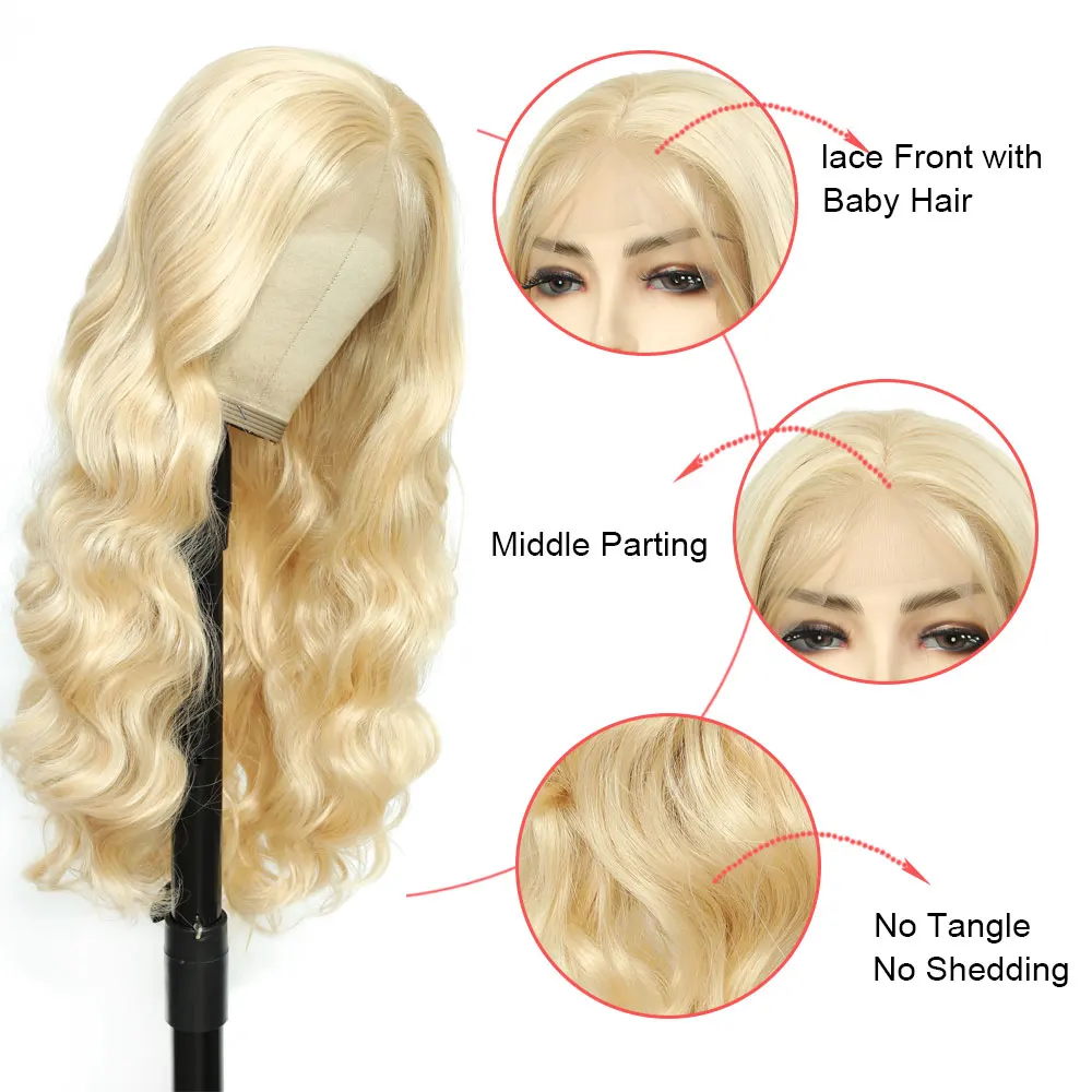 Body Wave Synthetic Lace Front Wig Wigs for Women Frontal 613 Blonde Orange Ginger Highlight Burg Cosplay | Шиньоны и парики