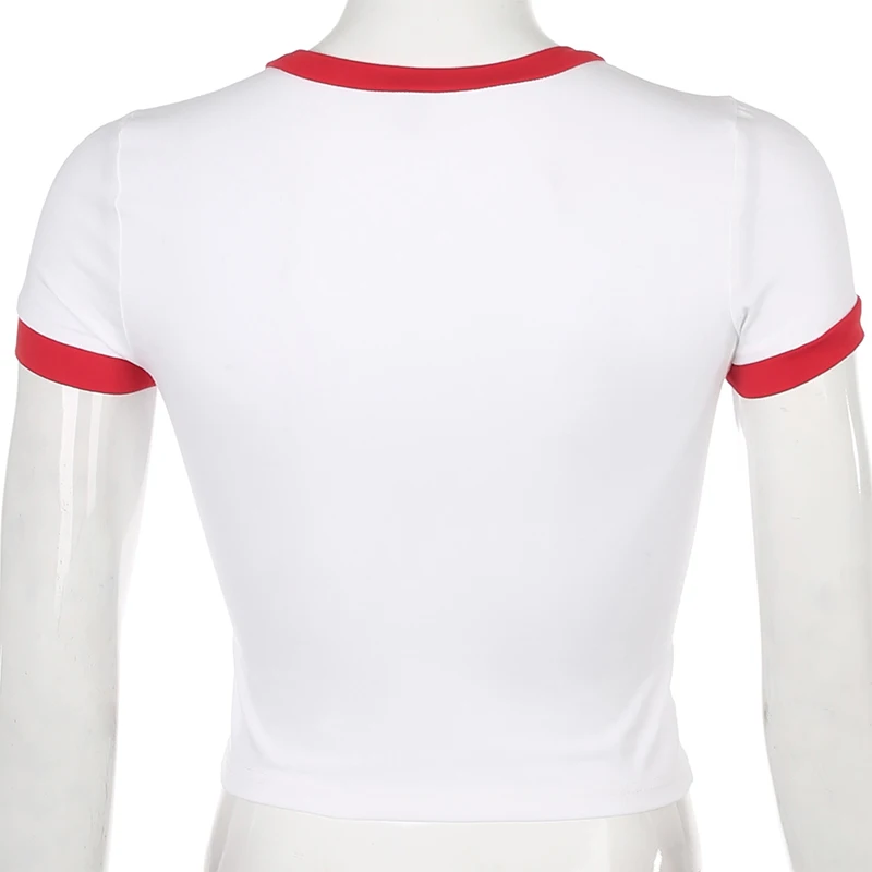 Футболка женская белая с буквенным принтом лето ASTS21388 | Женская одежда
