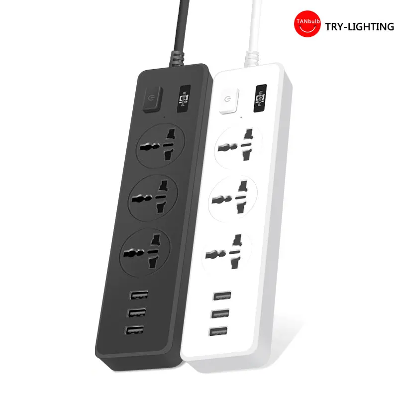 Smart Socket Power ON/OFF Ac 110V-240V Power Strip10A Universal Outlets 3 USB Charger Ports 280CM Extension Socket Plug
Smart Socket Power ON/OFF Ac 110V-240V Power Strip10A Universal Outlets 3 USB Charger Ports 280CM Extension Socket Plug