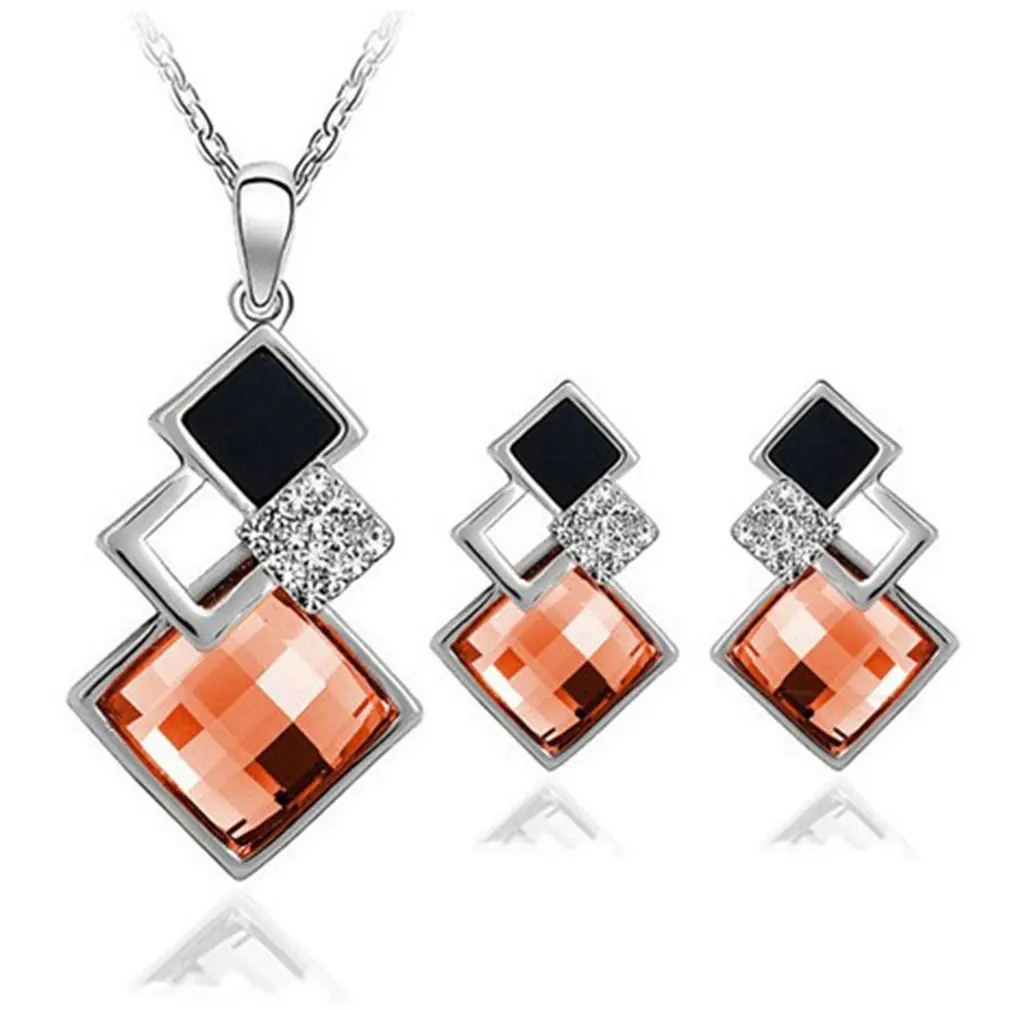 Crystal Pendants Geometric Shape Necklace Earrings Sets Big Square Necklace Matching Stud Jewelry Set For Women 
Crystal Pendants Geometric Shape Necklace Earrings Sets Big Square Necklace Matching Stud Jewelry Set For Women