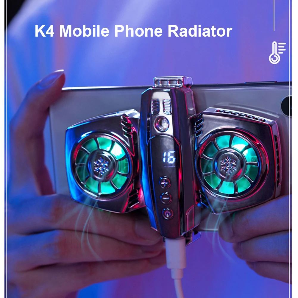 K4 Mobile Phone Radiator Semiconductor Temperature Display Dual Cooling Fan Cell Phone Cooler Heat Sink for iphone Xaiomi Phone
K4 Mobile Phone Radiator Semiconductor Temperature Display Dual Cooling Fan Cell Phone Cooler Heat Sink for iphone Xaiomi Phone