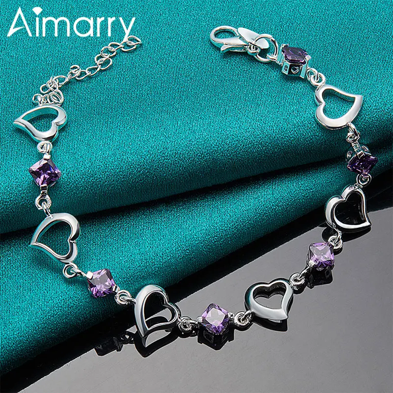 Aimarry 925 Sterling Silver Heart Purple AAA Zircon Bracelet For Women Party Engagement Wedding Gifts Fashion Jewelry
Aimarry 925 Sterling Silver Heart Purple AAA Zircon Bracelet For Women Party Engagement Wedding Gifts Fashion Jewelry