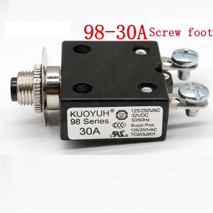 3Pcs Taiwan KUOYUH 98 Series-30A Overcurrent Protector Overload Switch Screw foot
3Pcs Taiwan KUOYUH 98 Series-30A Overcurrent Protector Overload Switch Screw foot