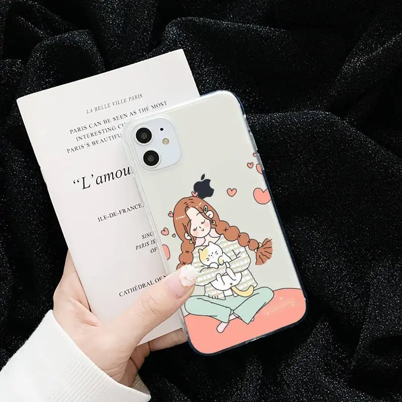 Cute girl cartoon aesthetic Phone Case Transparent for iPhone 6 7 8 11 12 s mini pro X XS XR MAX Plus cover funda shell 
Cute girl cartoon aesthetic Phone Case Transparent for iPhone 6 7 8 11 12 s mini pro X XS XR MAX Plus cover funda shell