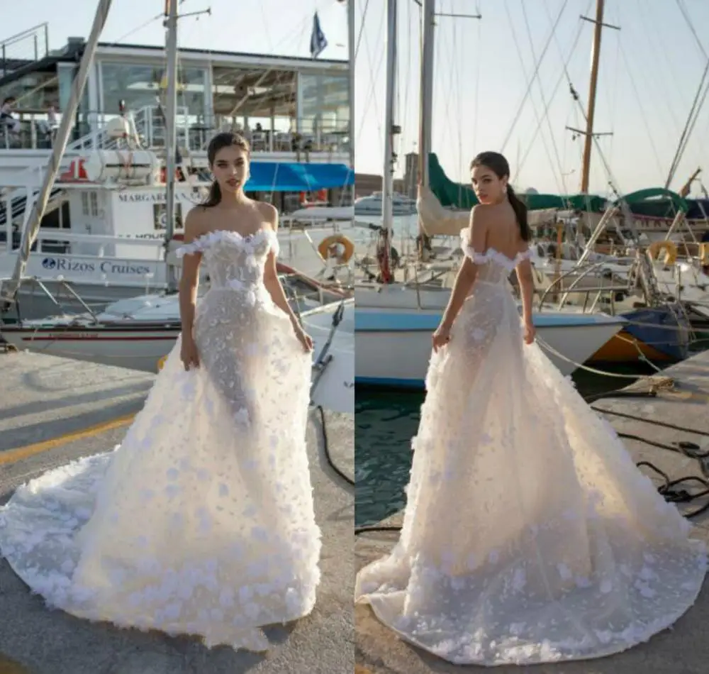 2020 Beach Wedding Dresses Boho Lace 3D Floral Appliques Off The Shoulder Sweep Train A Line Wedding Dress Robes De Mariée
2020 Beach Wedding Dresses Boho Lace 3D Floral Appliques Off The Shoulder Sweep Train A Line Wedding Dress Robes De Mariée