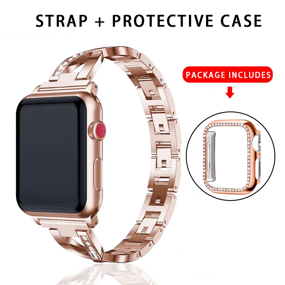 Strap + Case Suitable for apple watch 5 4 3 2 1 stainless steel crystal diamond bracelet 38mm 40mm 42mm 44mm iwatch metal band
Strap + Case Suitable for apple watch 5 4 3 2 1 stainless steel crystal diamond bracelet 38mm 40mm 42mm 44mm iwatch metal band