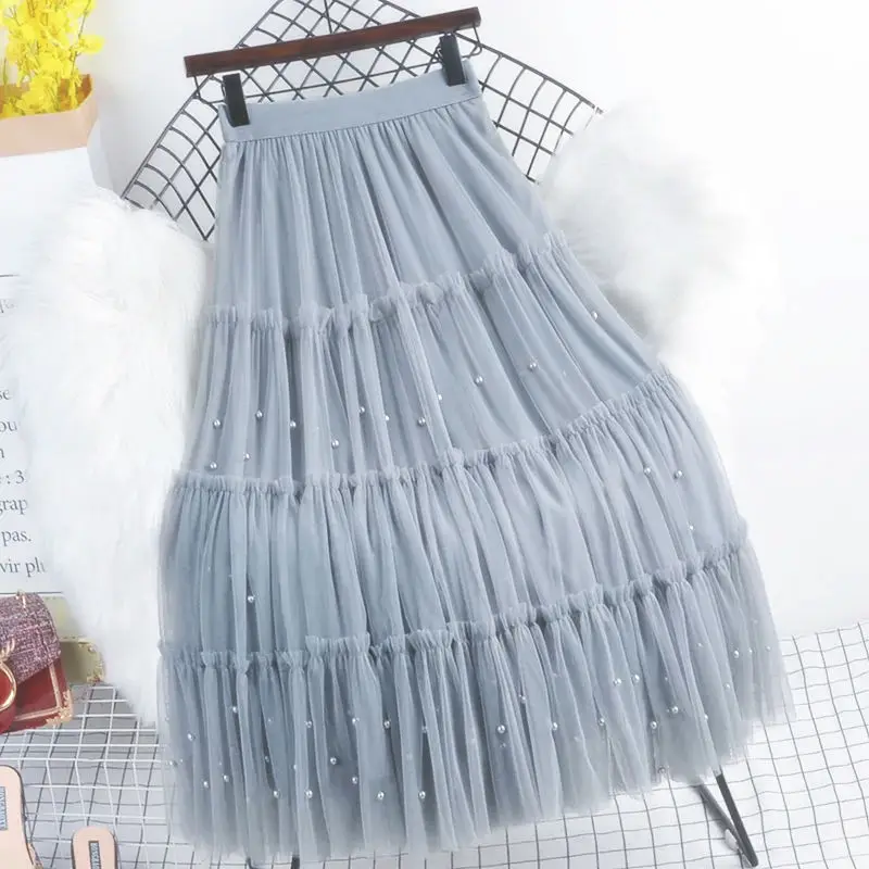 Nail bead mesh skirt 2021 new pompous skirt medium length high waist thin pleated skirt A-line skirt for women
Nail bead mesh skirt 2021 new pompous skirt medium length high waist thin pleated skirt A-line skirt for women