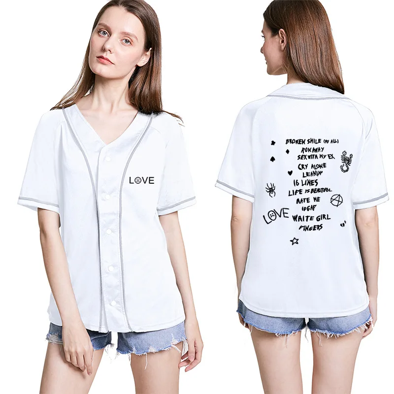 Lil Peep Fashion Baseball Shirt Uniform Button Cardigan Short Sleeve 2020 New Loose T-shirt Black White Sport Tops Tee
Lil Peep Fashion Baseball Shirt Uniform Button Cardigan Short Sleeve 2020 New Loose T-shirt Black White Sport Tops Tee