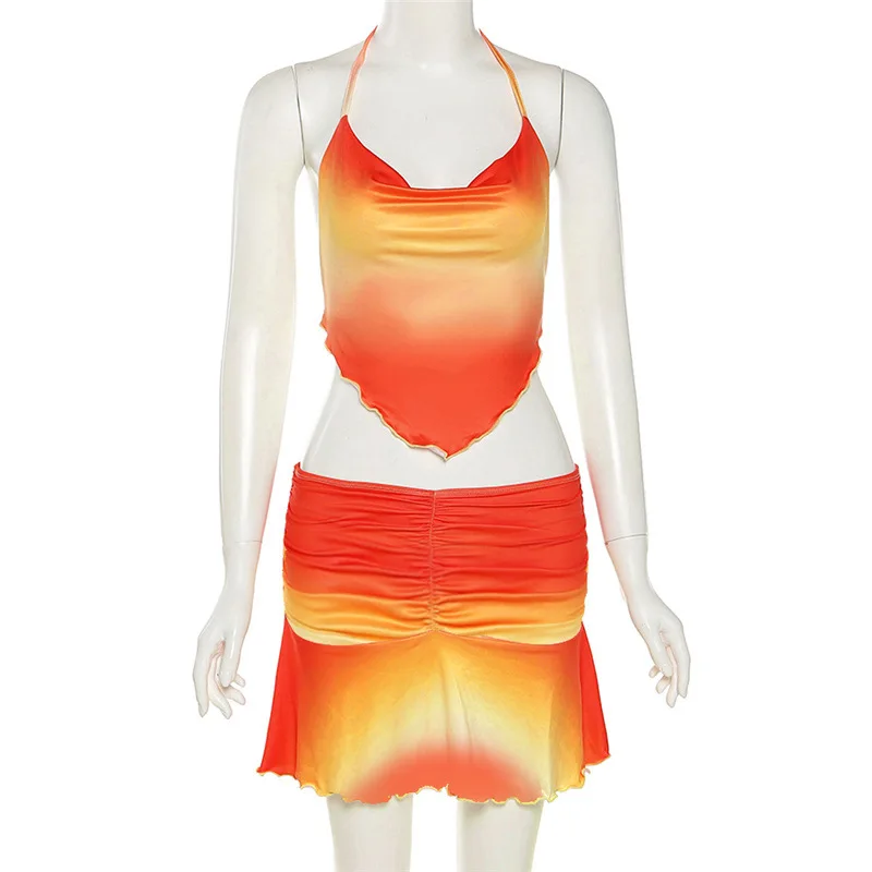 NEONBABIPINK Gradient Orange Sexy Two Piece Set Elastic Low Rise Mini Skirt Halter Top Y2k Clothes Night Out Rave Outfit N71BI15
NEONBABIPINK Gradient Orange Sexy Two Piece Set Elastic Low Rise Mini Skirt Halter Top Y2k Clothes Night Out Rave Outfit N71BI15