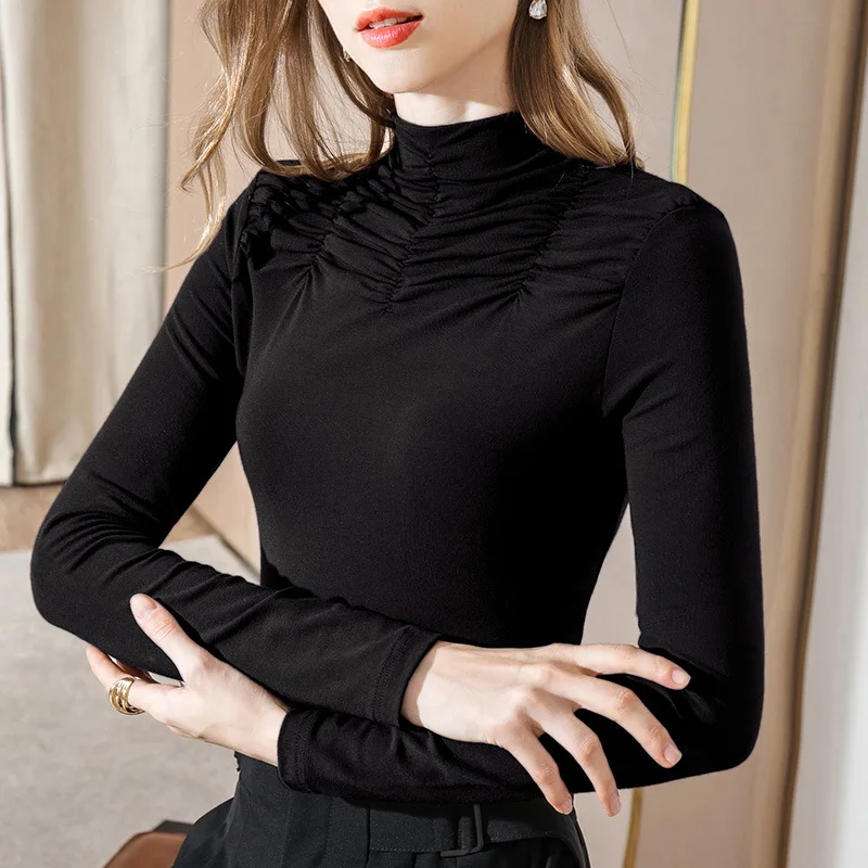 Half high collar base shirt with long sleeve T-shirt in autumn and winter