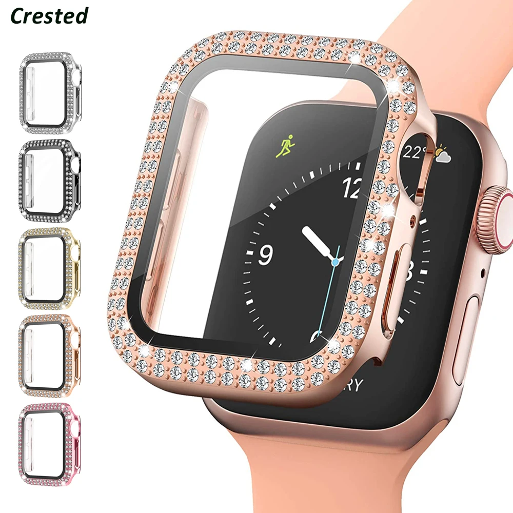Glass+Case For Apple watch 44mm 40mm 42mm 38mm Accessories Bling Diamond Bumper Protector Cover iWatch series 3 4 5 6 se
Glass+Case For Apple watch 44mm 40mm 42mm 38mm Accessories Bling Diamond Bumper Protector Cover iWatch series 3 4 5 6 se