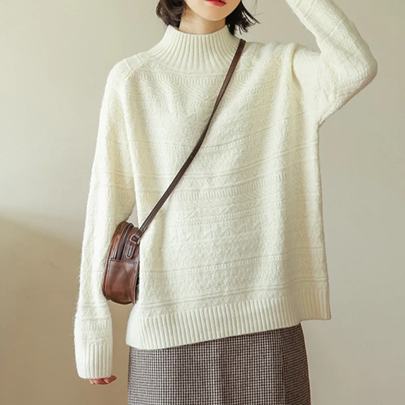 Fall 2020 Women Turtleneck Sweater Winter Pullover 3D Knitted Loose Retro Vintage Knitting Sweater Soft Female Thick Top T08402T
Fall 2020 Women Turtleneck Sweater Winter Pullover 3D Knitted Loose Retro Vintage Knitting Sweater Soft Female Thick Top T08402T
