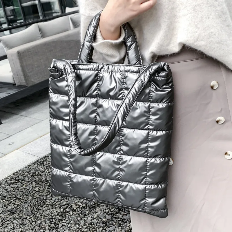 Silver Large Tote Bag Female Quality Nylon Shoulder Bag Big Trendy All Match Handbags Women's Quilted Plaid Design Nolso Se Mano
Silver Large Tote Bag Female Quality Nylon Shoulder Bag Big Trendy All Match Handbags Women's Quilted Plaid Design Nolso Se Mano