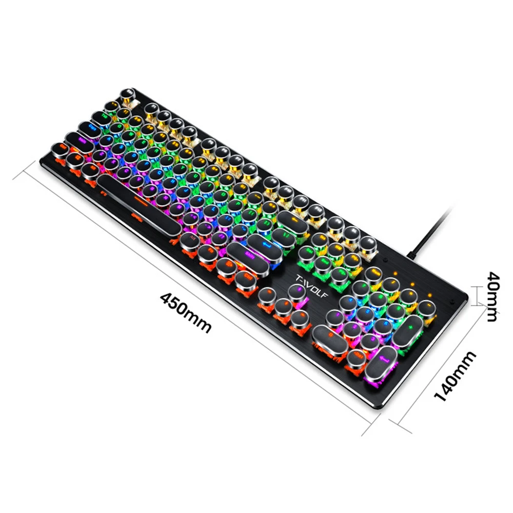 T-WOLF T70 Wired Punk Mechanical Keyboard USB 104 Keys LED Backlight Gaming Keypad for Computer Laptop Home Office
T-WOLF T70 Wired Punk Mechanical Keyboard USB 104 Keys LED Backlight Gaming Keypad for Computer Laptop Home Office