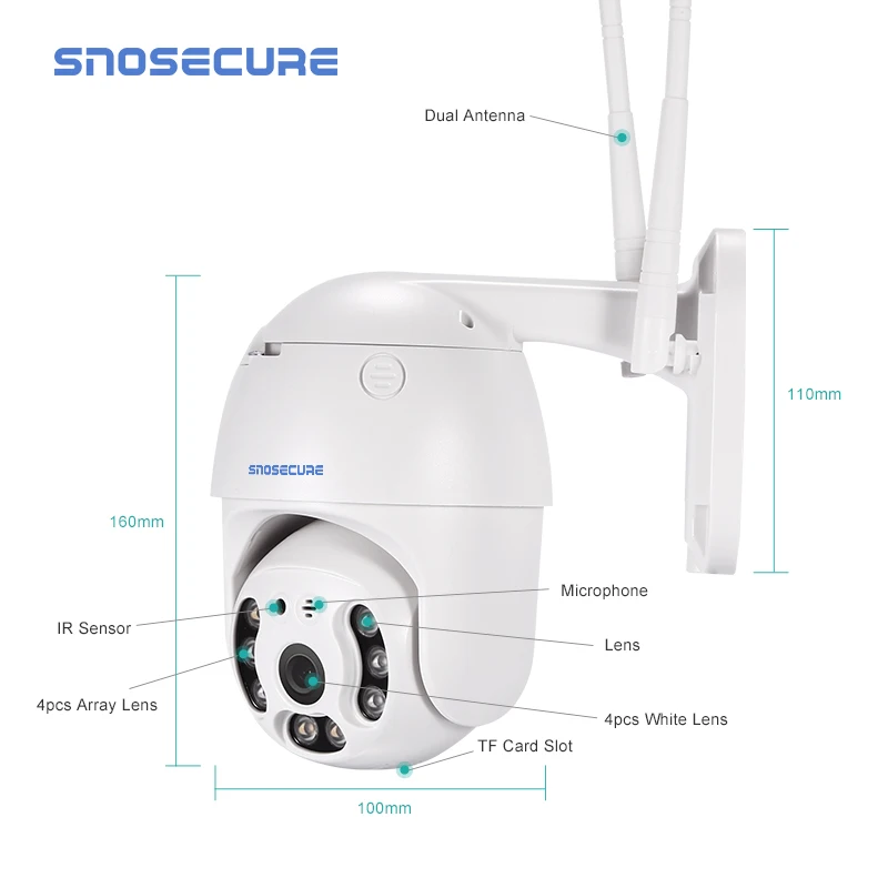 SNOSECURE 1080P PTZ IP Camera Outdoor Speed Dome Wireless Wifi Security Pan Tilt 8X Digital Zoom Tuya Network CCTV Surveillance
SNOSECURE 1080P PTZ IP Camera Outdoor Speed Dome Wireless Wifi Security Pan Tilt 8X Digital Zoom Tuya Network CCTV Surveillance